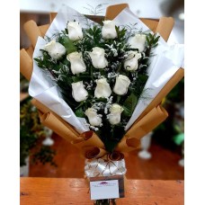 European Bouquet 12 Imported White Roses